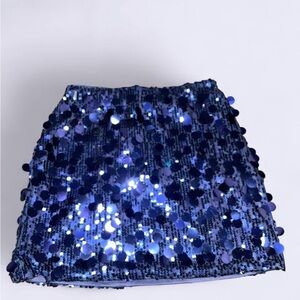 SHEIN Blue Sequin Bubble Mini Skirt
